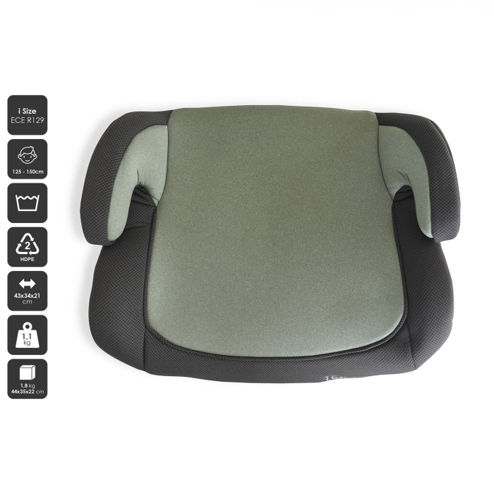 BabyGo - Scaun auto booster i-Size, Melange Green, 125-150 cm, certificat R129 [3]