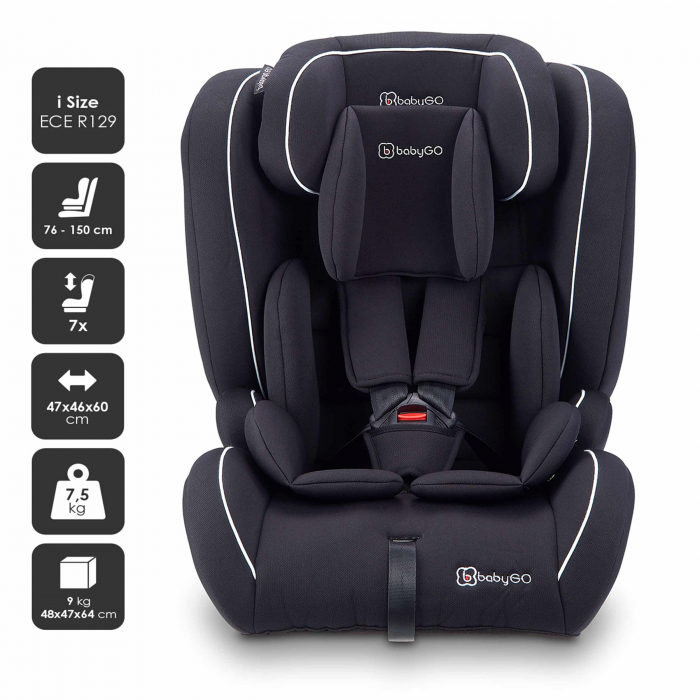 BabyGo - Scaun auto i-Size FreeFix Black, 76-150 cm, certificat R129 [3]