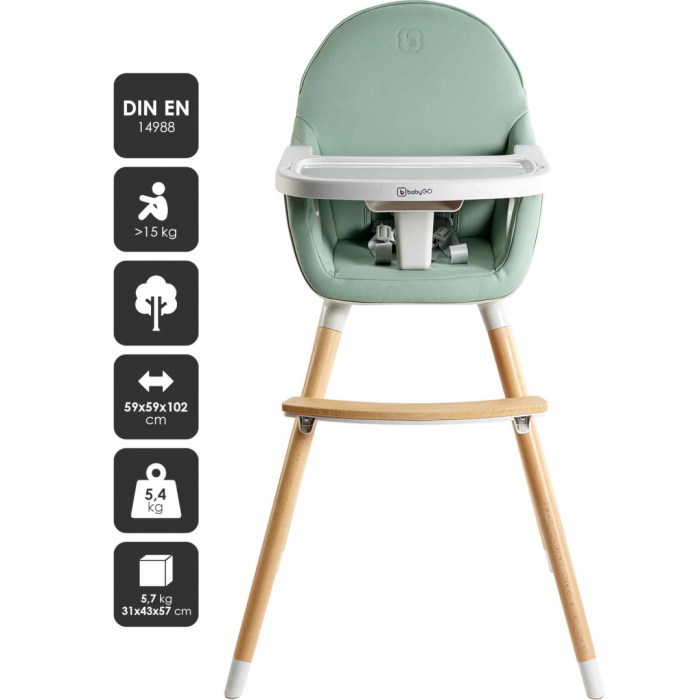 BabyGo - Scaun de masa transformabil Scandi Green [2]