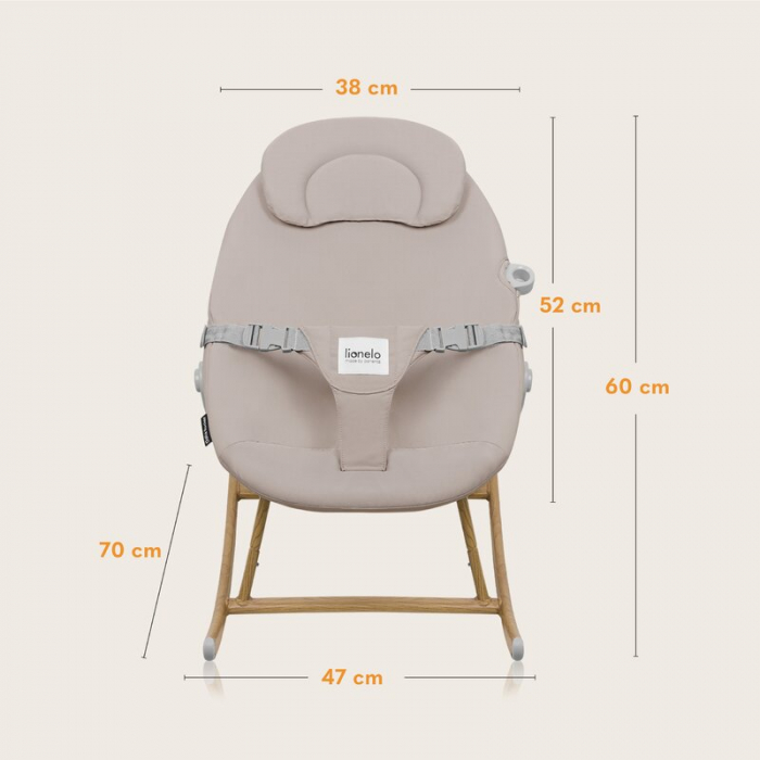 Balansoar, Lionelo, Dalia, Inaltime reglabila in 2 pozitii, Cu husa detasabila, Bara de jucarii, Pana la 9 kg, Usor, 3.2 kg, Bej [18]