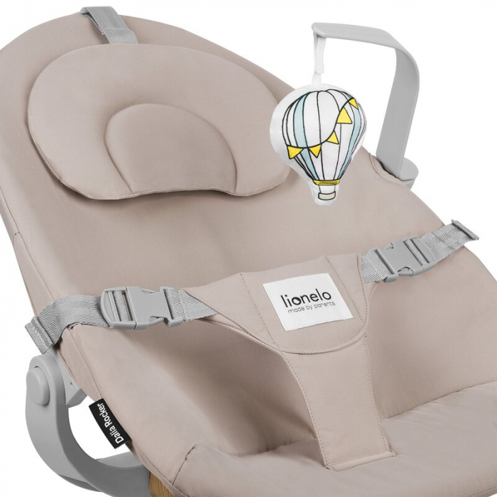 Balansoar, Lionelo, Dalia, Inaltime reglabila in 2 pozitii, Cu husa detasabila, Bara de jucarii, Pana la 9 kg, Usor, 3.2 kg, Bej [12]