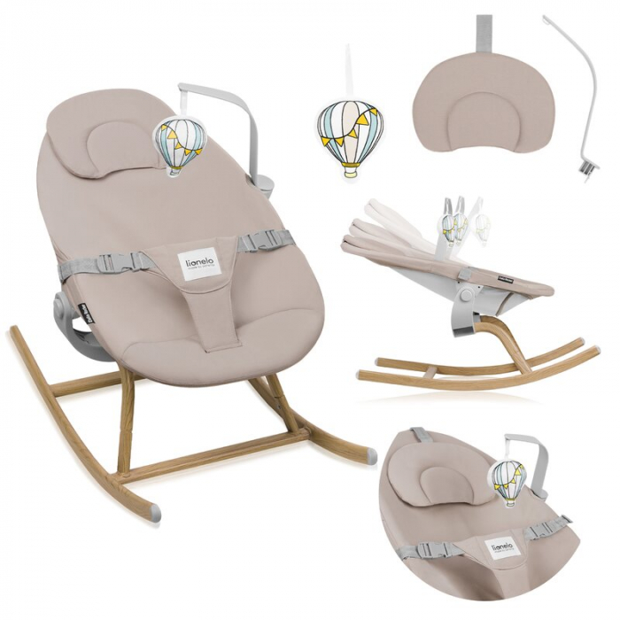 Balansoar, Lionelo, Dalia, Inaltime reglabila in 2 pozitii, Cu husa detasabila, Bara de jucarii, Pana la 9 kg, Usor, 3.2 kg, Bej [17]