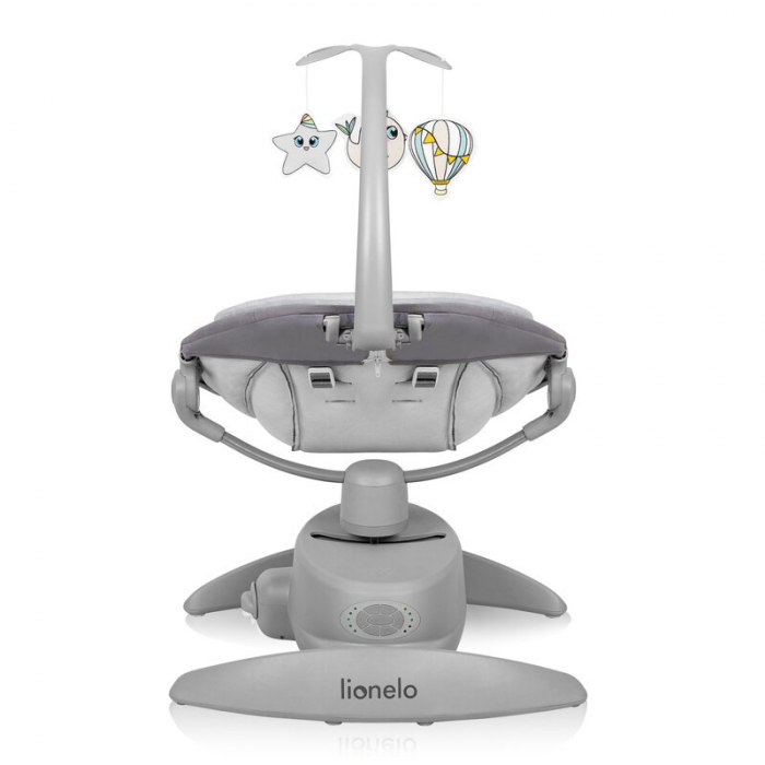 Balansoar, Lionelo, Mell, 2 in 1, Rotire 360 grade, Electric, Cu 3 moduri de leganare, Cu 5 trepte de viteza, Cu 3 pozitii de inclinare, Cu timer, 12 melodii si 2 sunete ale naturii, Pana la 9 kg, Gri [8]