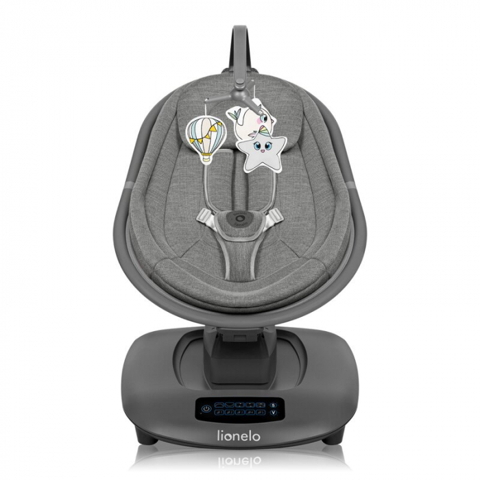 Balansoar si sezlong, Lionelo, Blossom, 5 melodii, 5 moduri de balansare, Cu jucarii, Husa respirabila, 60% bambus, Cu telecomanda, Reglare pozitie scaun pentru somn, Pana la 9 kg, Gri [3]