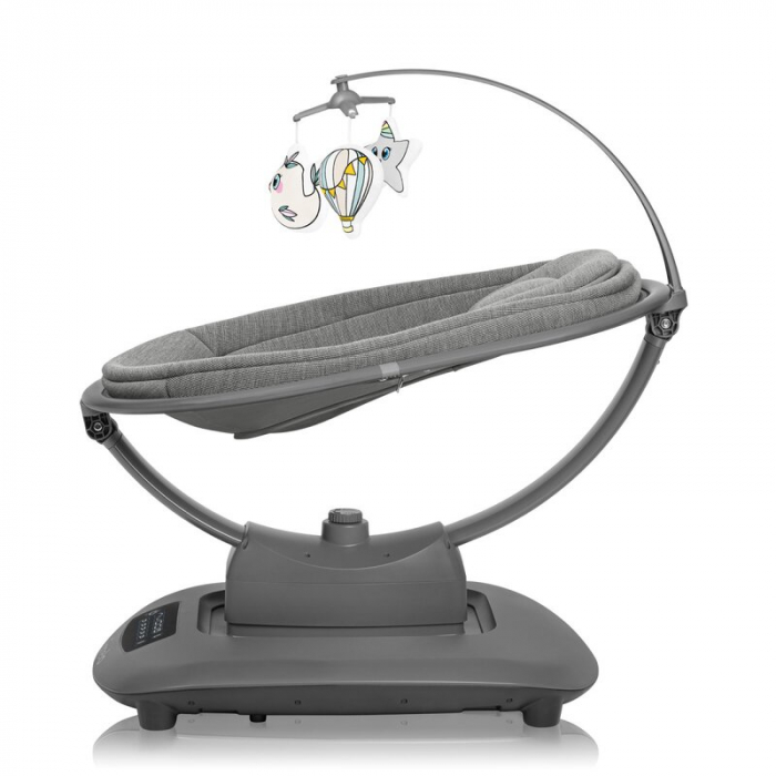 Balansoar si sezlong, Lionelo, Blossom, 5 melodii, 5 moduri de balansare, Cu jucarii, Husa respirabila, 60% bambus, Cu telecomanda, Reglare pozitie scaun pentru somn, Pana la 9 kg, Gri [9]