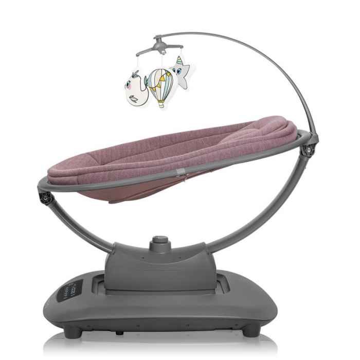 Balansoar si sezlong, Lionelo, Blossom, 5 melodii, 5 moduri de balansare, Cu jucarii, Husa respirabila, 60% bambus, Cu telecomanda, Reglare pozitie scaun pentru somn, Pana la 9 kg, Mov [8]