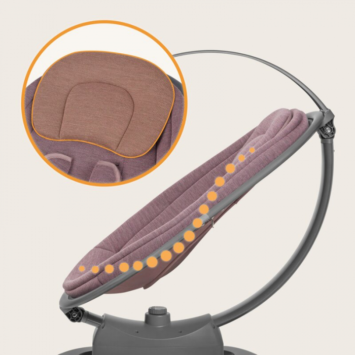 Balansoar si sezlong, Lionelo, Blossom, 5 melodii, 5 moduri de balansare, Cu jucarii, Husa respirabila, 60% bambus, Cu telecomanda, Reglare pozitie scaun pentru somn, Pana la 9 kg, Mov [10]
