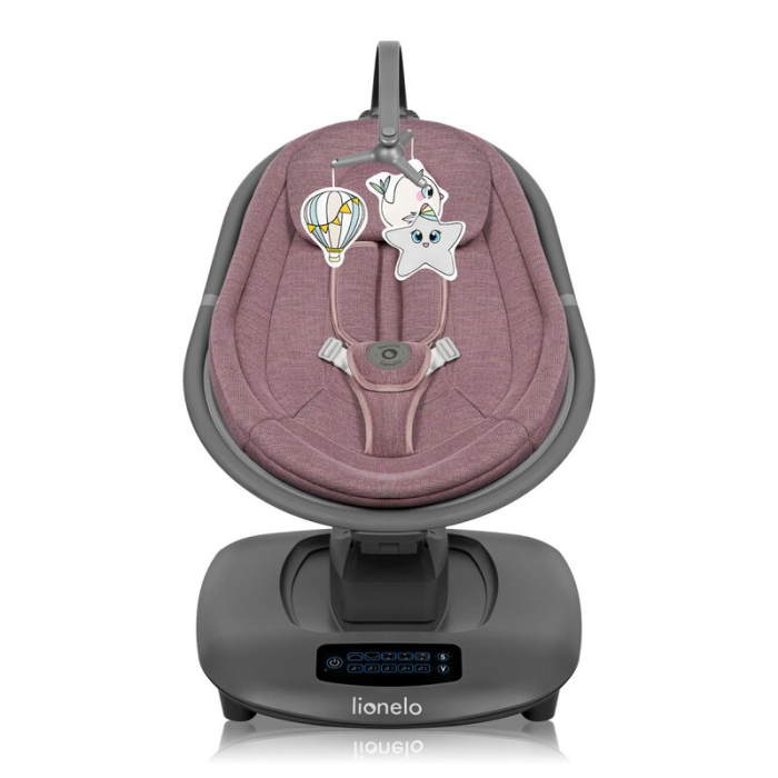 Balansoar si sezlong, Lionelo, Blossom, 5 melodii, 5 moduri de balansare, Cu jucarii, Husa respirabila, 60% bambus, Cu telecomanda, Reglare pozitie scaun pentru somn, Pana la 9 kg, Mov [3]