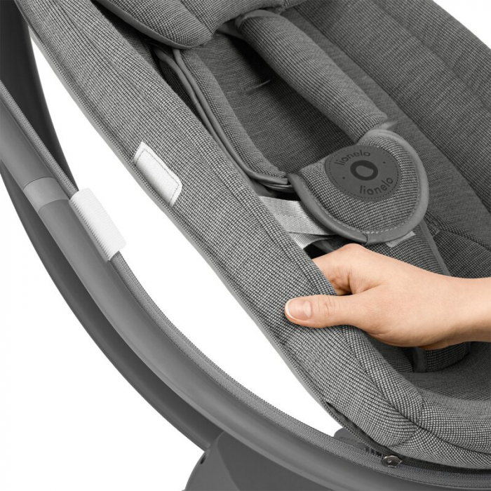 Balansoar si sezlong, Lionelo, Blossom, 5 melodii, 5 moduri de balansare, Cu jucarii, Husa respirabila, 60% bambus, Cu telecomanda, Reglare pozitie scaun pentru somn, Pana la 9 kg, Gri [13]