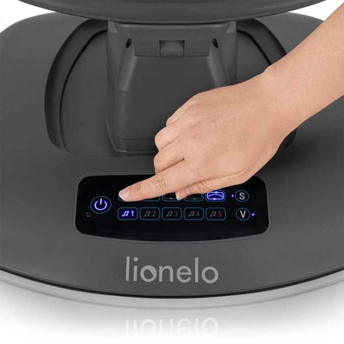 Balansoar si sezlong, Lionelo, Blossom, 5 melodii, 5 moduri de balansare, Cu jucarii, Husa respirabila, 60% bambus, Cu telecomanda, Reglare pozitie scaun pentru somn, Pana la 9 kg, Gri [15]