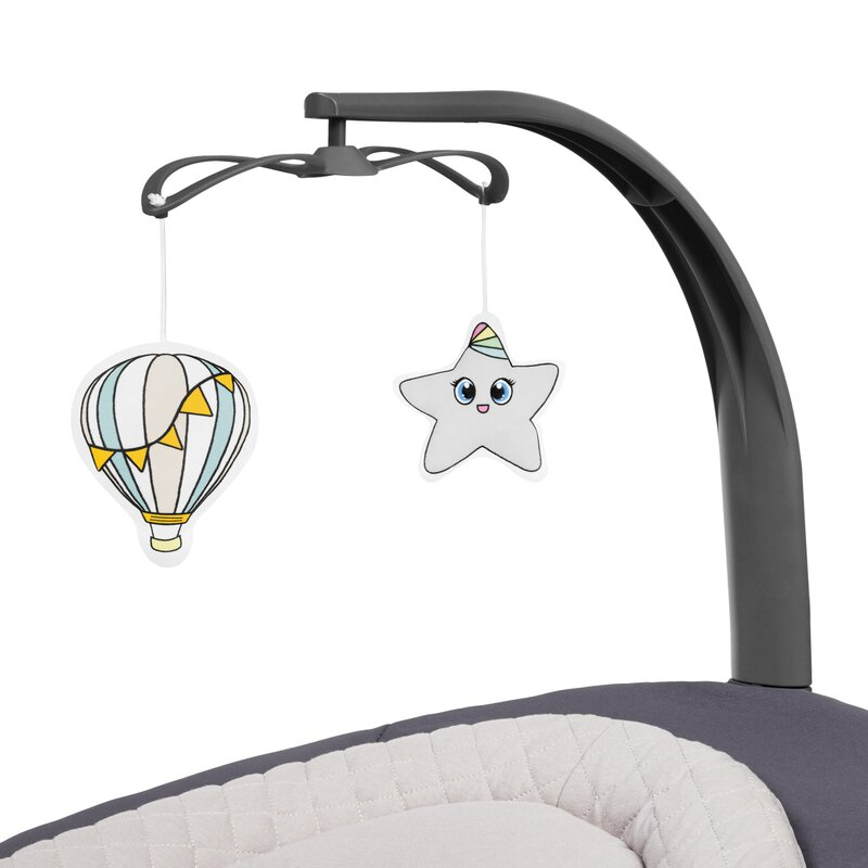 Balansoar si sezlong, Lionelo, Ralf, 2 in 1, Electric, Cu telecomanda si cablu USB, Cu miscare laterala de balansare si 5 niveluri diferite de viteza, Cu 12 melodii, Gri Grafit, Resigilat [13]