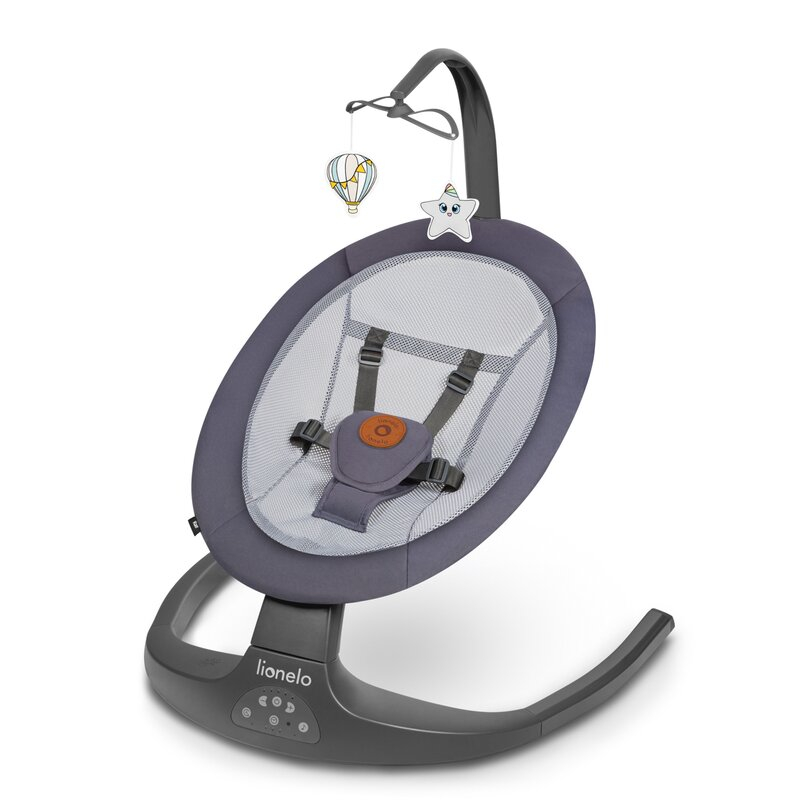 Balansoar si sezlong, Lionelo, Ralf, 2 in 1, Electric, Cu telecomanda si cablu USB, Cu miscare laterala de balansare si 5 niveluri diferite de viteza, Cu 12 melodii, Gri Grafit, Resigilat [3]