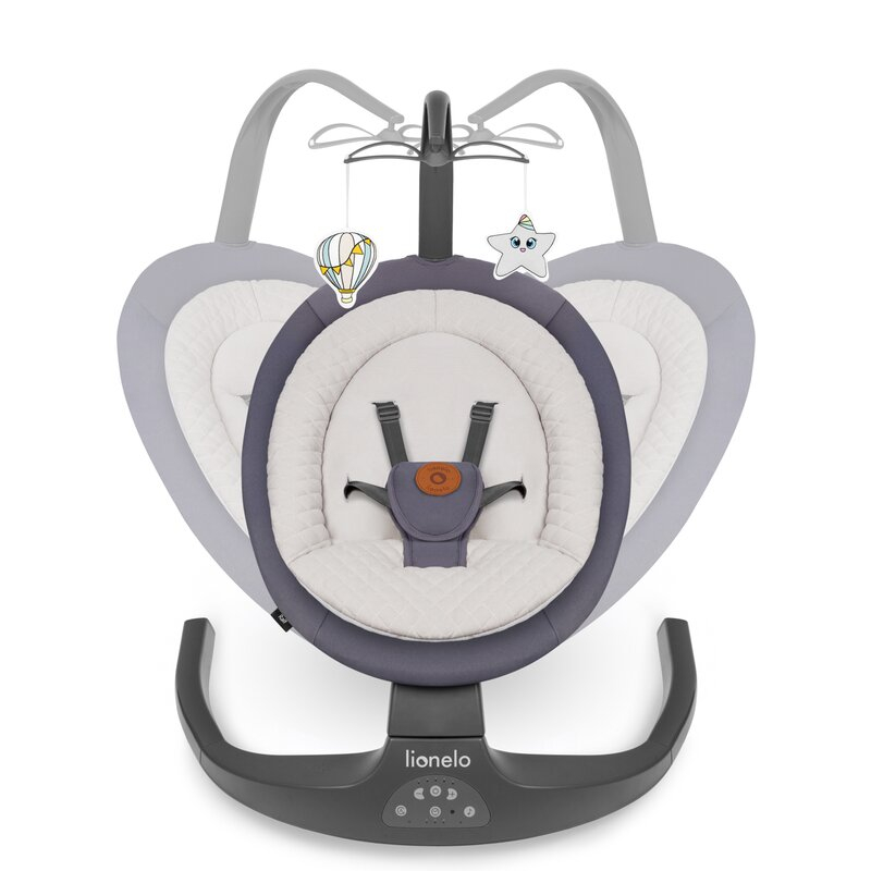 Balansoar si sezlong, Lionelo, Ralf, 2 in 1, Electric, Cu telecomanda si cablu USB, Cu miscare laterala de balansare si 5 niveluri diferite de viteza, Cu 12 melodii, Gri Grafit, Resigilat [5]