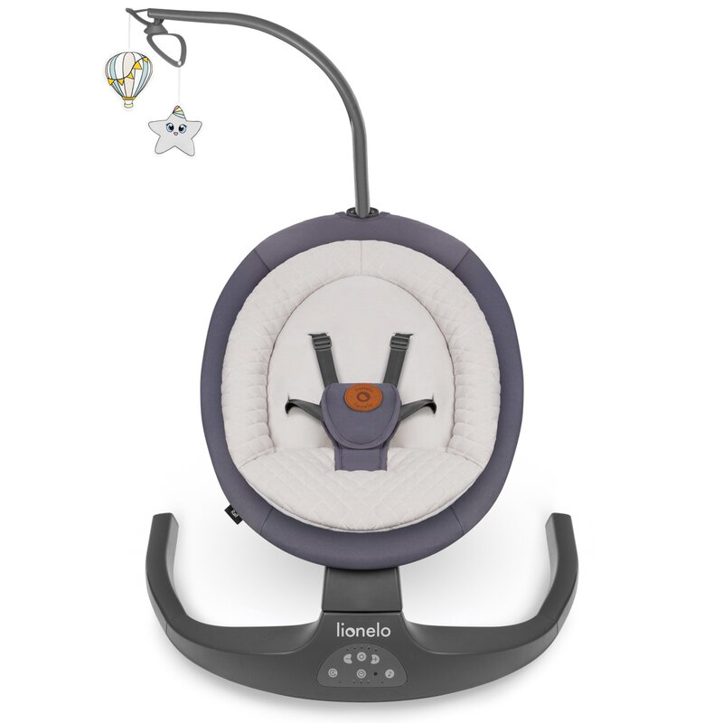 Balansoar si sezlong, Lionelo, Ralf, 2 in 1, Electric, Cu telecomanda si cablu USB, Cu miscare laterala de balansare si 5 niveluri diferite de viteza, Cu 12 melodii, Gri Grafit, Resigilat [4]
