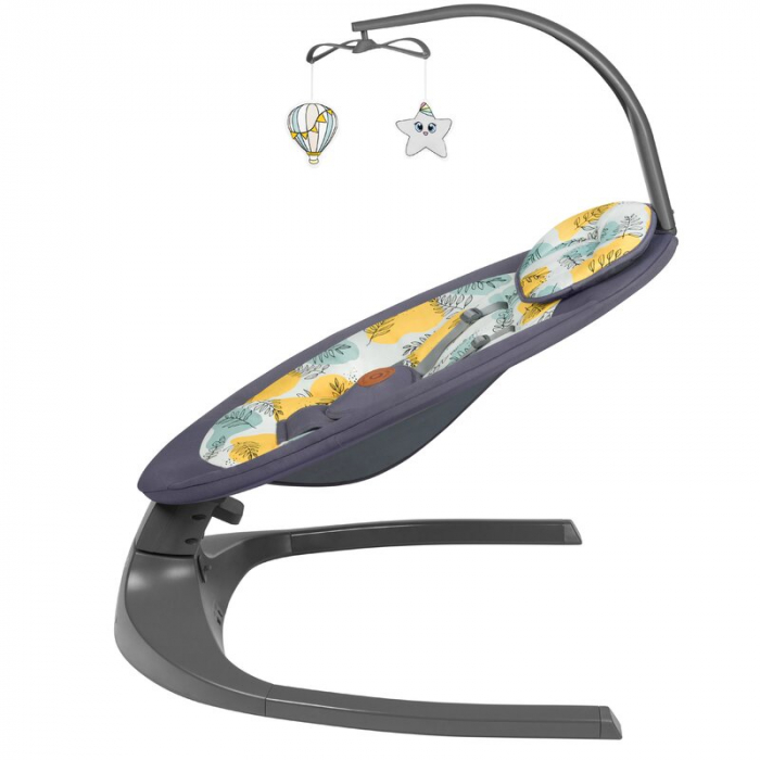 Balansoar si sezlong, Lionelo, Ralf, 2 in 1, Electric, Cu telecomanda si cablu USB, Cu miscare laterala de balansare si 5 niveluri diferite de viteza, Cu 12 melodii, Gri [8]