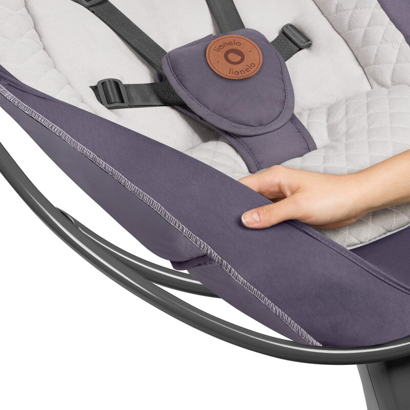 Balansoar si sezlong, Lionelo, Ralf, 2 in 1, Electric, Cu telecomanda si cablu USB, Cu miscare laterala de balansare si 5 niveluri diferite de viteza, Cu 12 melodii, Gri Grafit, Resigilat [12]