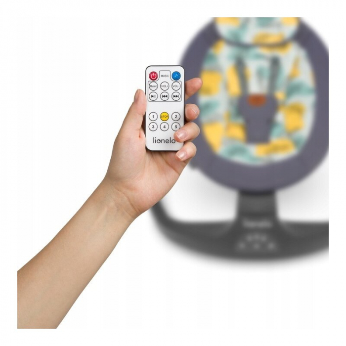 Balansoar si sezlong, Lionelo, Ralf, 2 in 1, Electric, Cu telecomanda si cablu USB, Cu miscare laterala de balansare si 5 niveluri diferite de viteza, Cu 12 melodii, Gri [26]