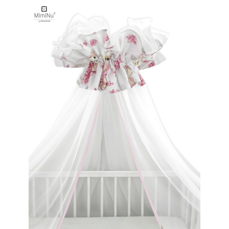 Baldachin, MimiNu, Din tull, Mare, Cu funda din bumbac, Dimensiune 400x170 cm, Materiale certificate Oeko Tex Standard 100, Design, Pink Ballerina [1]