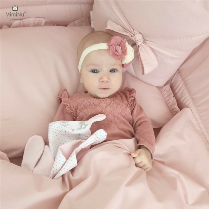 Baldachin, MimiNu, Pentru patut, Cu funda si volanas, 210x145 cm, Materiale certificate Oeko Tex Standard 100, Colectia Royal, Powder Pink [6]