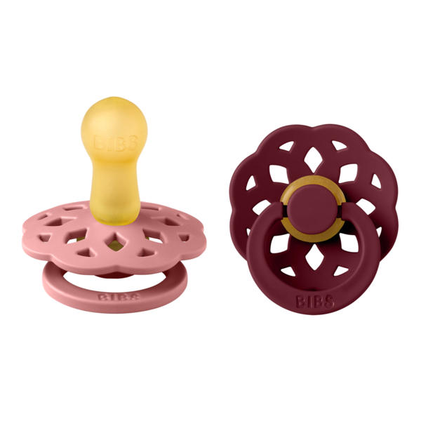 BIBS - Set 2 suzete Boheme Latex, tetina rotunda, 6 luni +-Dusty Pink/Elderberry [1]
