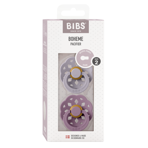 BIBS - Set 2 suzete Boheme Latex, tetina rotunda, 6 luni +-Fossil Grey/Mauve [3]