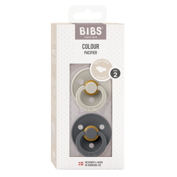 BIBS - Set 2 suzete Colour Latex, tetina anatomica, 6 luni +-Sand/Iron [2]