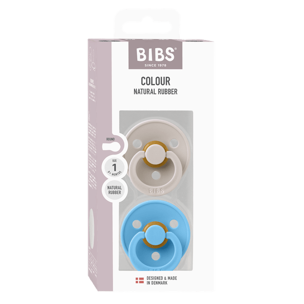 BIBS - Set 2 suzete Colour Latex, tetina rotunda, 0 luni +-Mushroom/Breeze [3]