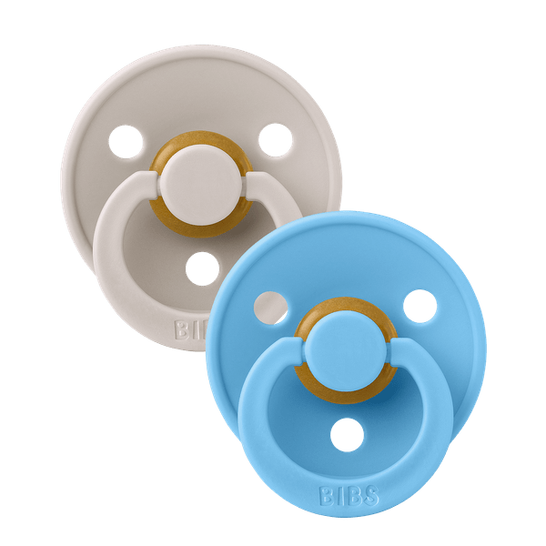 BIBS - Set 2 suzete Colour Latex, tetina rotunda, 0 luni +-Mushroom/Breeze [2]