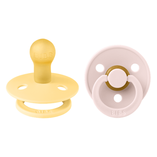 BIBS - Set 2 suzete Colour Latex, tetina rotunda, 0 luni +-Pale Butter/Petal [1]