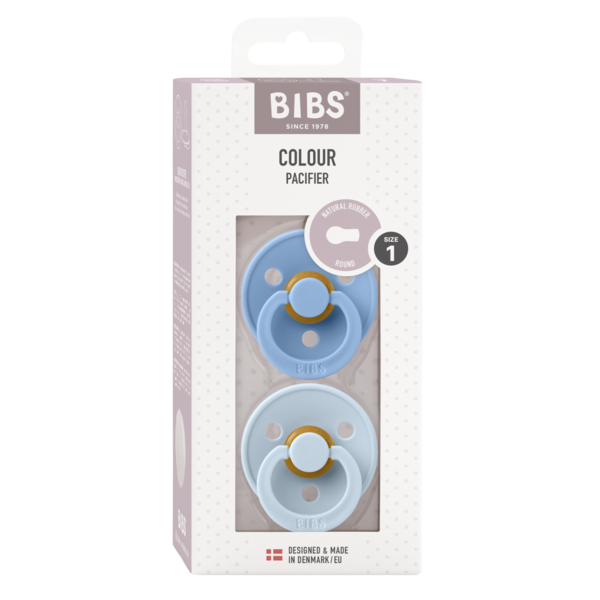 BIBS - Set 2 suzete Colour Latex, tetina rotunda, 0 luni +-Sky Blue/Baby Blue [2]