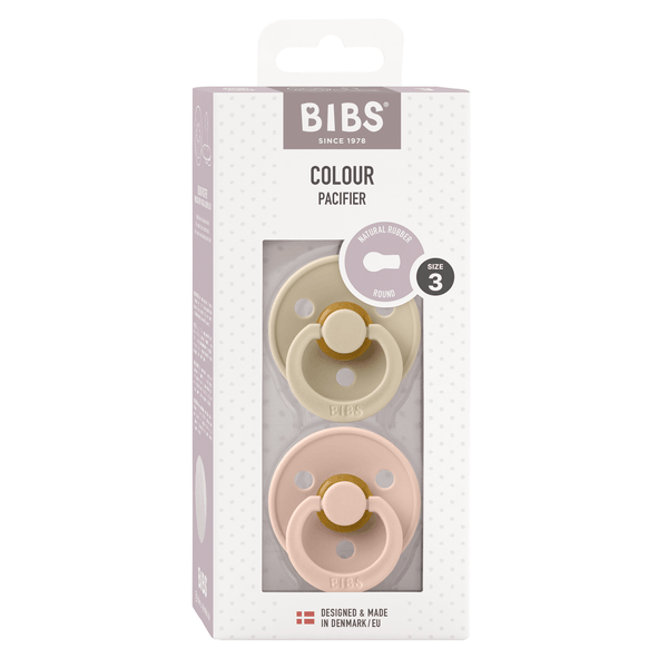 BIBS - Set 2 suzete Colour Latex, tetina rotunda, 18 luni +-Vanilla/Blush [2]