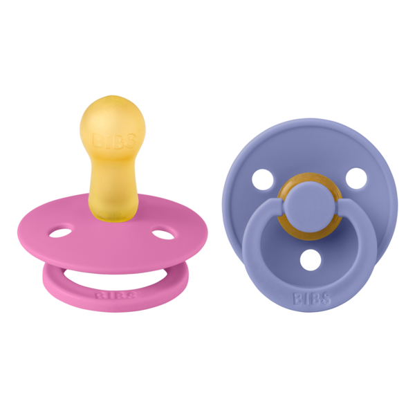 BIBS - Set 2 suzete Colour Latex, tetina rotunda, 6 luni +-Bubblegum/Peri [1]
