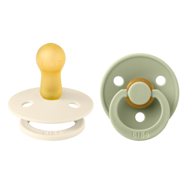 BIBS - Set 2 suzete Colour Latex, tetina rotunda, 6 luni +-Ivory/Sage [1]