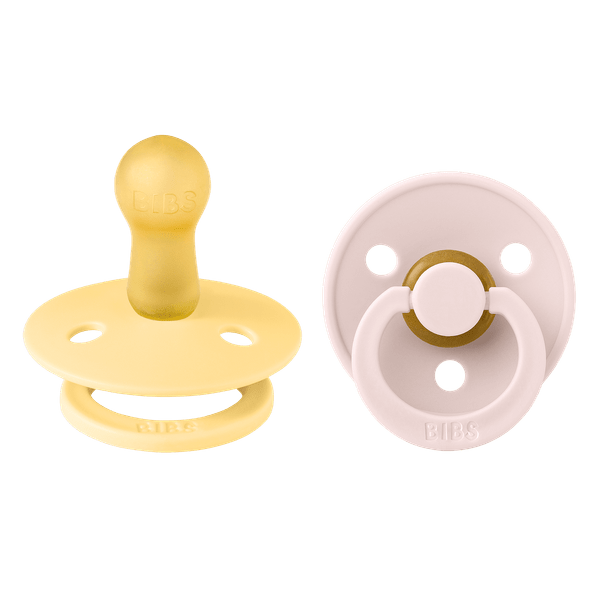 BIBS - Set 2 suzete Colour Latex, tetina rotunda, 6 luni +-Pale Butter/Petal [1]