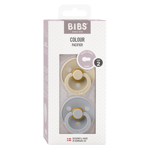 BIBS - Set 2 suzete Colour Latex, tetina rotunda, 6 luni +-Vanilla/Cloud [4]