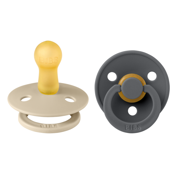 BIBS - Set 2 suzete Colour Latex, tetina rotunda, 6 luni +-Vanilla/Iron [1]