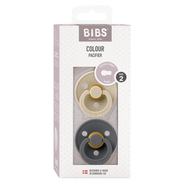 BIBS - Set 2 suzete Colour Latex, tetina rotunda, 6 luni +-Vanilla/Iron [2]