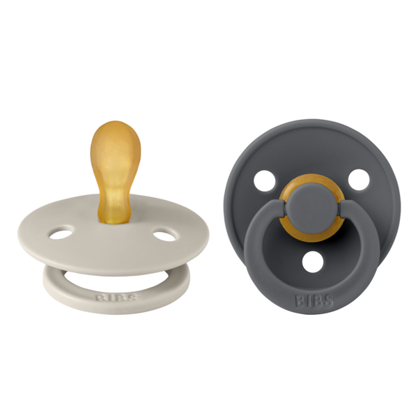 BIBS - Set 2 suzete Colour Latex, tetina simetrica, 6 luni +-Sand/Iron [1]