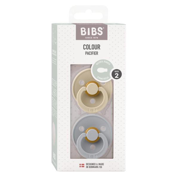BIBS - Set 2 suzete Colour Latex, tetina simetrica, 6 luni +-Vanilla/Cloud [3]