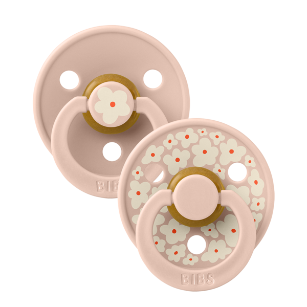 BIBS - Set 2 suzete Colour Studio Collection Flower Latex, tetina rotunda, 0 luni+-Blush [2]