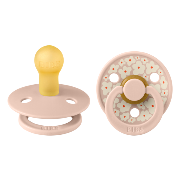 BIBS - Set 2 suzete Colour Studio Collection Flower Latex, tetina rotunda, 0 luni+-Blush [1]