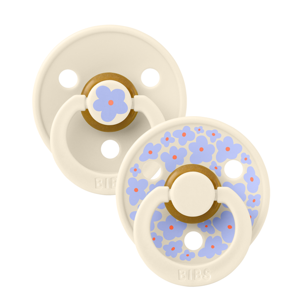 BIBS - Set 2 suzete Colour Studio Collection Flower Latex, tetina rotunda, 0 luni+-Ivory [2]