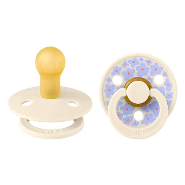 BIBS - Set 2 suzete Colour Studio Collection Flower Latex, tetina rotunda, 0 luni+-Ivory [1]