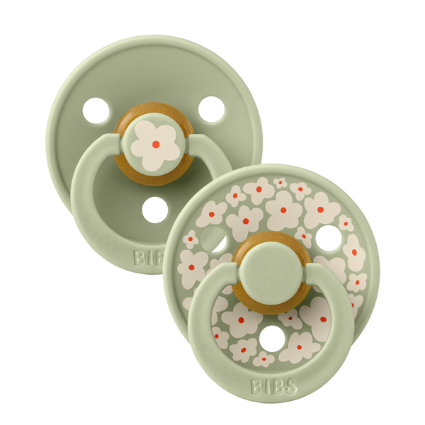 BIBS - Set 2 suzete Colour Studio Collection Flower Latex, tetina rotunda, 0 luni+-Sage [3]