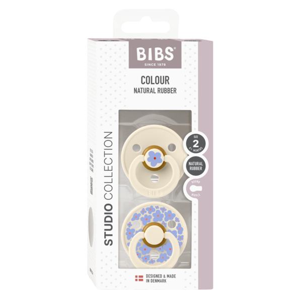 BIBS - Set 2 suzete Colour Studio Collection Flower Latex, tetina rotunda, 6 luni+-Ivory [2]
