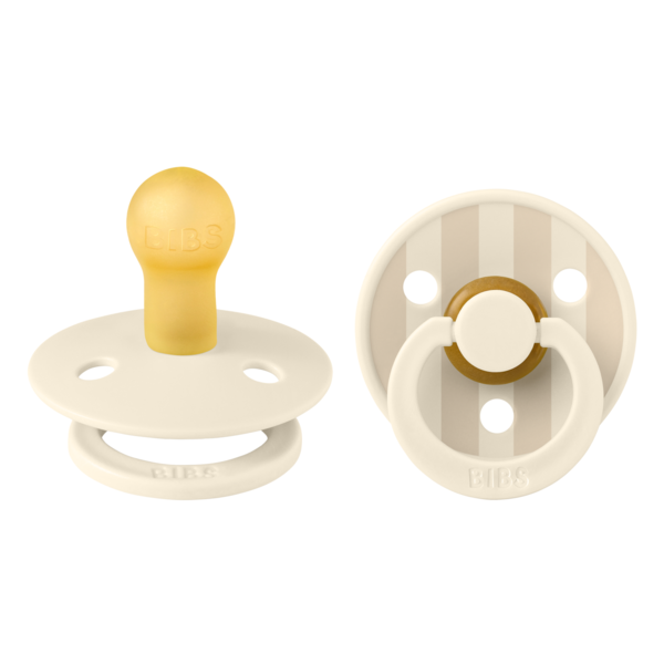 BIBS - Set 2 suzete Colour Studio Collection Stripe Latex, tetina rotunda, 0 luni+-Ivory/Vanilla [1]