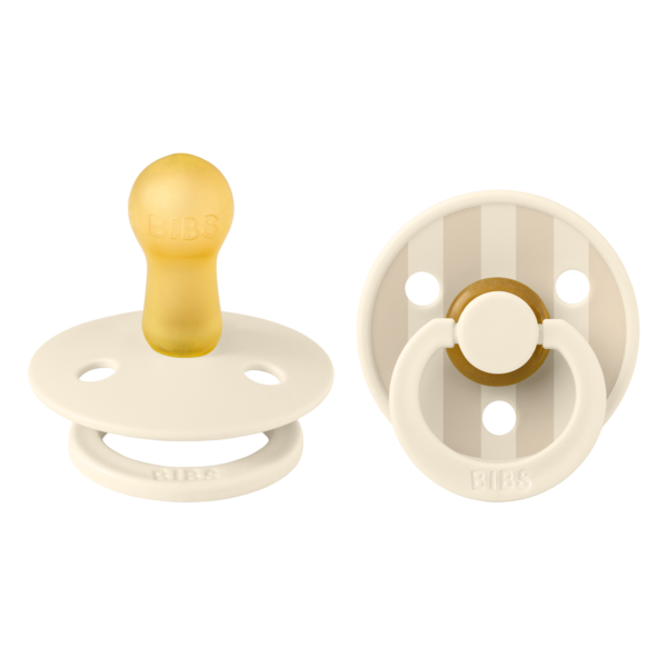 BIBS - Set 2 suzete Colour Studio Collection Stripe Latex, tetina rotunda, 6 luni+-Ivory/Vanilla [1]
