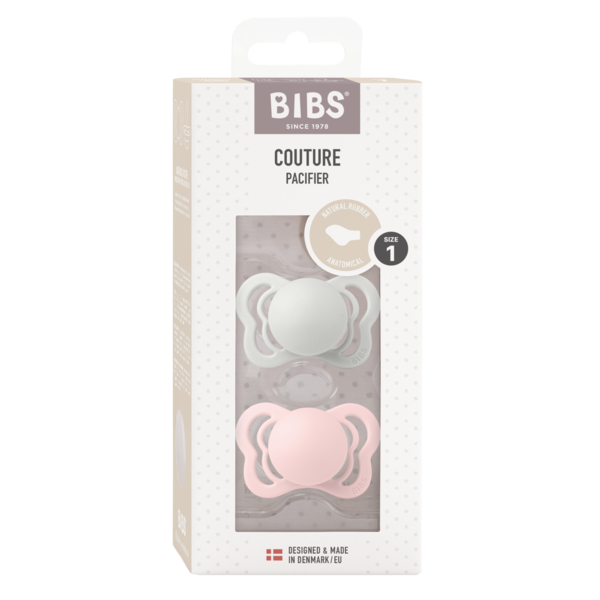 BIBS - Set 2 suzete Couture Latex, tetina anatomica, 0 luni +-Haze/Blossom [2]