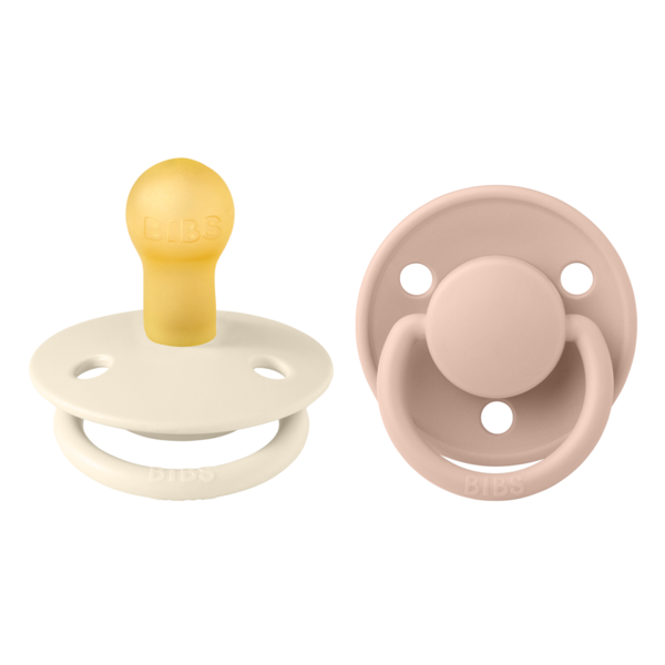 BIBS - Set 2 suzete De Lux Latex, tetina rotunda, 0 luni +-Ivory/Blush [1]