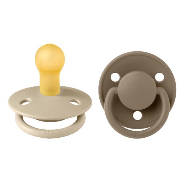 BIBS - Set 2 suzete De Lux Latex, tetina rotunda, 0 luni +-Vanilla/Dark Oak [1]